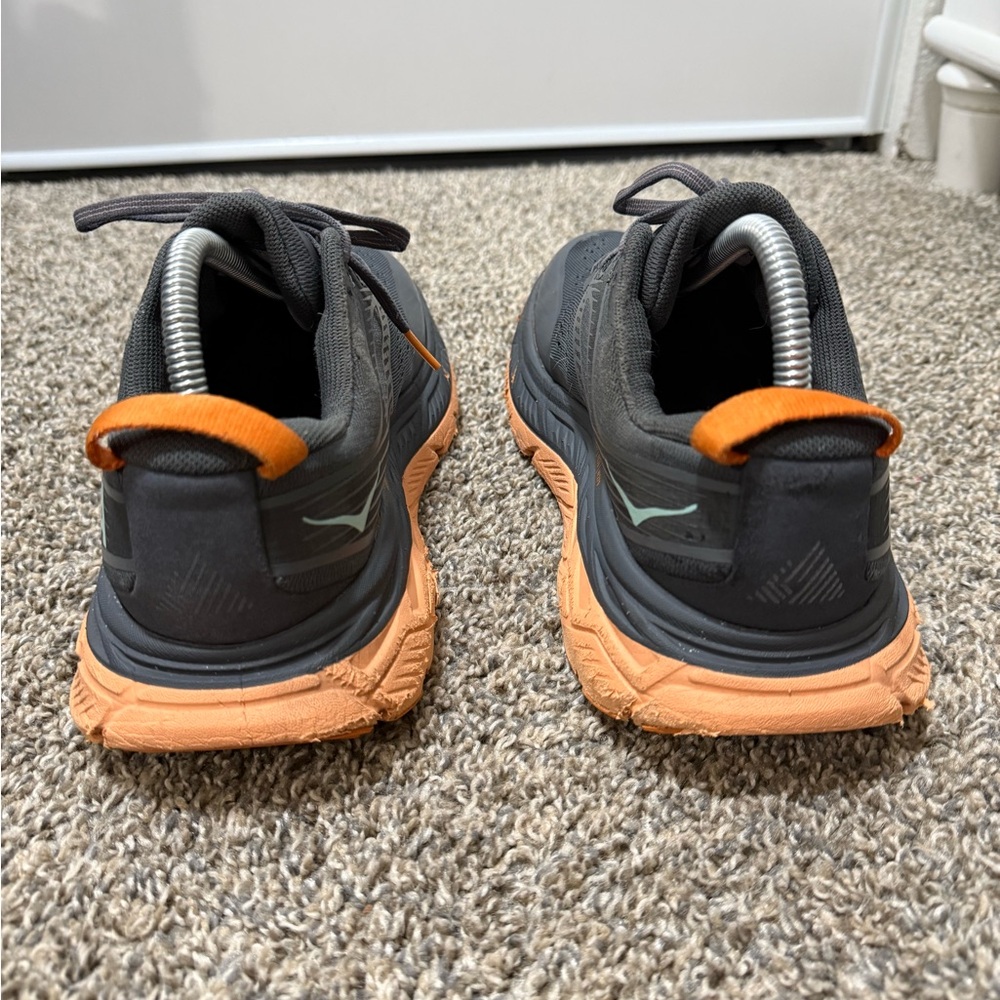Hoka Women's Gray and Orange Trail Running Shoes - Picture 4 of 6